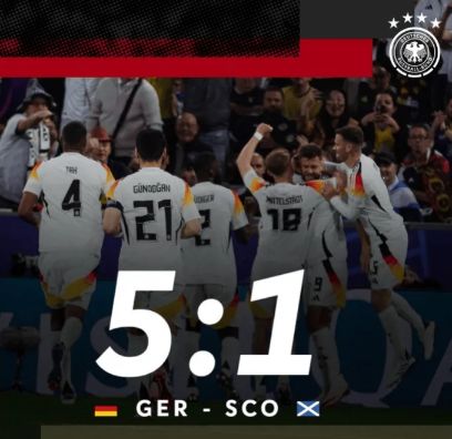 欧洲杯：德国5-1苏格兰，哈弗茨传射，维尔茨穆夏拉破门